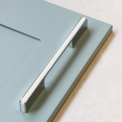  - 160mm White & Chrome Cabinet Handle Gloss Polished Kitchen Cupboard Door Drawer Pull Bathroom Bedroom Furniture Replacement