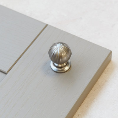 33mm Brushed Nickel Traditional Round Cabinet Knob from B&Q