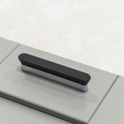 96mm Anthracite Grey/polished Chrome Slab Handle from B&Q