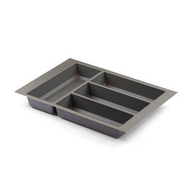 Textured Grey Cutlery Tray For 400mm Grass Scala Kitchen Drawer 430mm Length X 306mm Width X 50.5mm Height 4 Compartments from B&Q