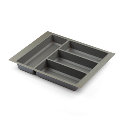 Textured Grey Cutlery Tray For 450mm Grass Scala Kitchen Drawer 430mm Length X 356mm Width X 50.5mm Height 4 Compartments from B&Q