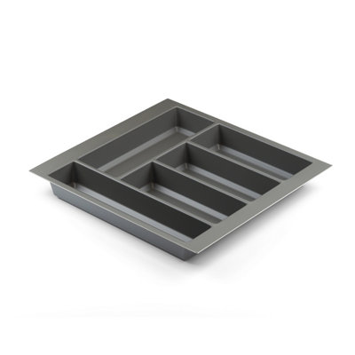 Textured Grey Cutlery Tray For 500mm Grass Scala Kitchen Drawer 430mm Length X 406mm Width X 50.5mm Height 5 Compartments from B&Q