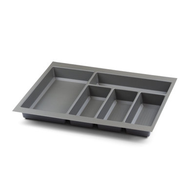 Textured Grey Cutlery Tray For 600mm Grass Scala Kitchen Drawer 430mm Length X 506mm Width X 50.5mm Height 5 Compartments from B&Q