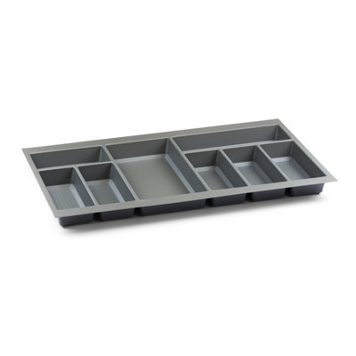 Textured Grey Cutlery Tray For 800mm Grass Scala Kitchen Drawer 430mm Length X 706mm Width X 50.5mm Height 8 Compartments from B&Q