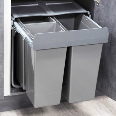 68L Pull Out Integrated Kitchen Waste & Recycling Bin For 600mm Cabinet 1 X 34L + 2 X 17L Compartments Base Mounted from B&Q
