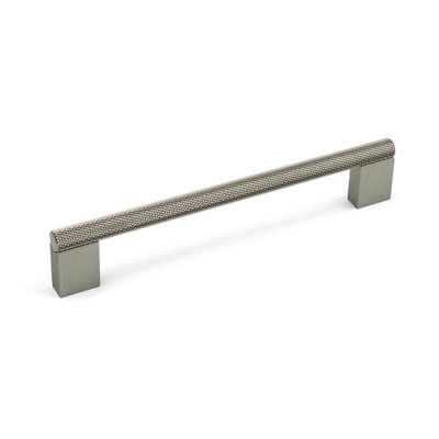B&Q 160Mm Brushed Nickel Knurled Cabinet Handle Textured Boss Cupboard Door Drawer Pull Wardrobe Furniture Replacement Grey