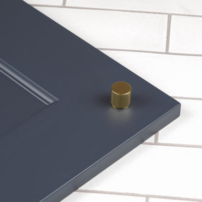 20mm Satin Brass Knurled Textured Cabinet Knob from B&Q