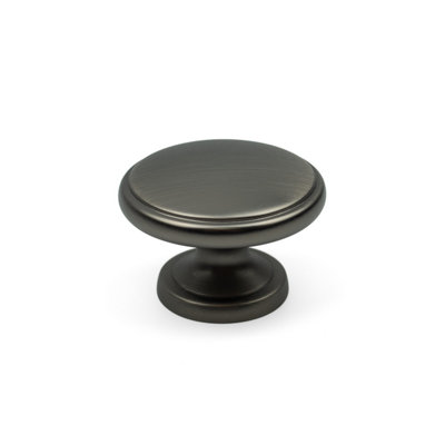  - 32mm Gunmetal Cabinet Knob Dark Grey Round Cupboard Door Drawer Handle Pull Wardrobe Furniture Replacement Upcycle