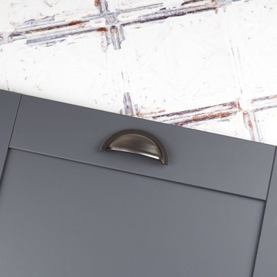 76mm Gunmetal Cabinet Cup Handle Dark Grey Round Cupboard Door Drawer Pull Wardrobe Furniture Replacement Upcycle from B&Q