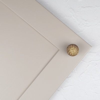 30mm Antique Brass Hammered Flat Cabinet Knob from B&Q