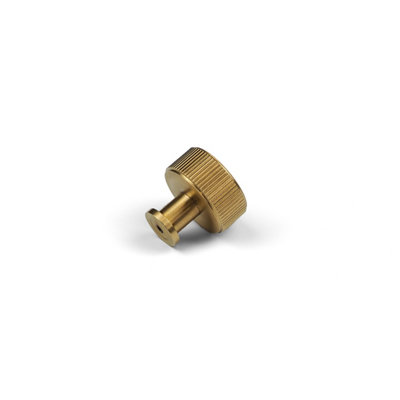 Satin Brass Gold Textured Reeded Cabinet Knob 35mm Diameter from B&Q