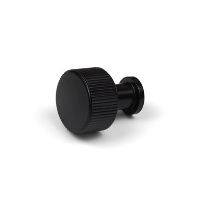 29mm Matt Black Reeded Textured Cabinet Knob from B&Q