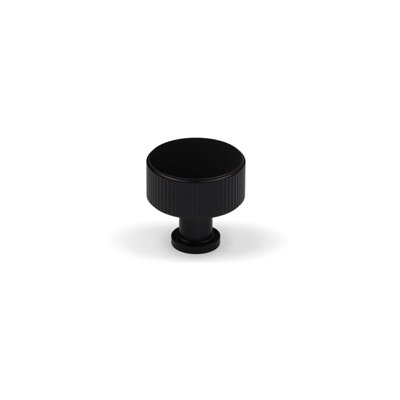35mm Matt Black Reeded Textured Cabinet Knob from B&Q