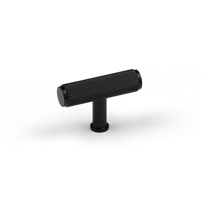  - 55mm Matt Black Reeded Textured Cabinet Pull