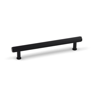160mm Matt Black Reeded Textured Cabinet Handle from B&Q