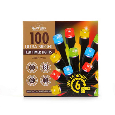 100 Led Timer Christmas String Lights 8-Mode Ultra Bright Fairy LightsMulticoloured from B&Q