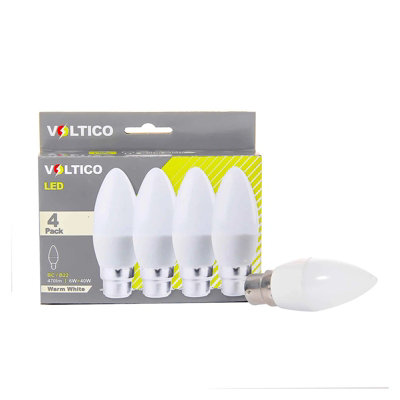 Voltico 4 Pack B22 Led Candle Bulbs Warm White - White - Image 3