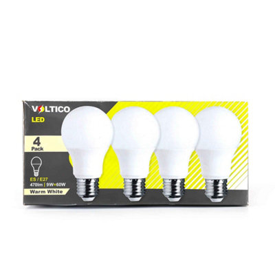 Led A60 9W E27 Light Bulbs Pack Of 4 from B&Q
