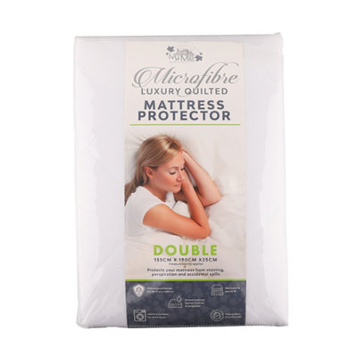  - Docoro Microfibre Quilted Mattress ProtectorSize Double 25Cm Deep Fitted Elasticated Skirt