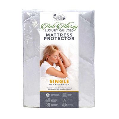  - Anti-Allergy Quilted Mattress Protector Single Size25Cm Deep Fitted Bed Mattress Cover