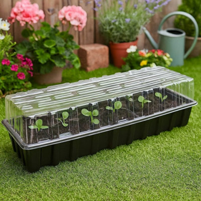 2-Pack Seed Tray & Propagator SetProfessional Rectangular Seed Starter Trays With Clear Humidity Lids from B&Q