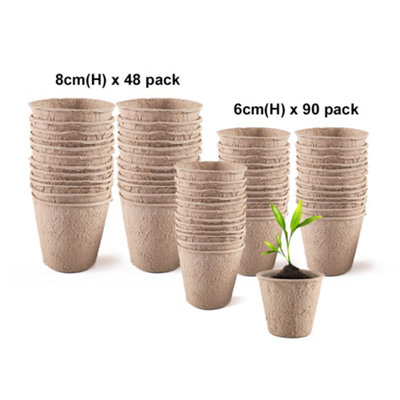 Biodegradable Fibre Seed Starter Pots Set 138PackRound Paper Plant Pots (6Cm & 8Cm) For SeedsCuttings & Seedlings from B&Q