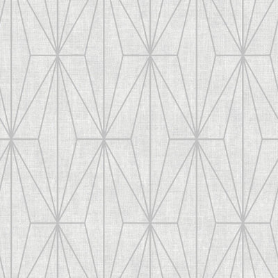 Muriva Grey Geometric Shimmer Effect Embossed Wallpaper from B&Q