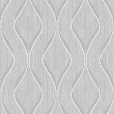 Muriva Grey Geometric Metallic & Glitter Effect Embossed Wallpaper from B&Q