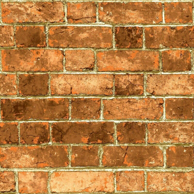 Ugepa Rustic Urban Brick Effect House Realistic Mural Feature Wallpaper 3D Red