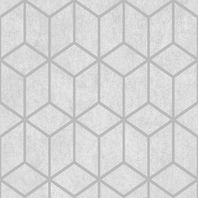 Muriva Grey Geometric Metallic Effect Embossed Wallpaper from B&Q