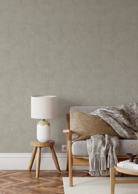 Muriva Taupe Geometric Fabric Effect Patterned Wallpaper from B&Q