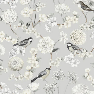 Muriva Grey Floral 3D Effect Patterned Wallpaper Small