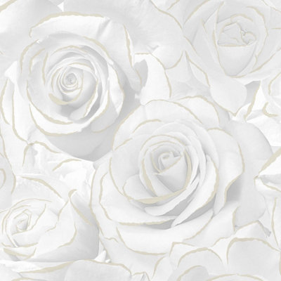 Muriva Madison Rose Glitter Wallpaper 139525 White