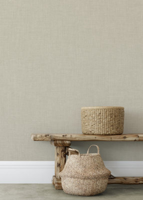 Muriva - Beige Textured Wallpaper - Linen/Paper - 64cm Repeat - Image 4