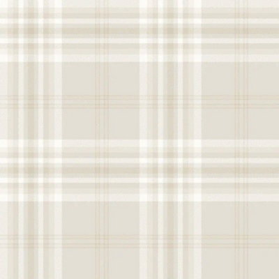 Catherine Lansfield Kelso Check Wallpaper Cream - Image 6