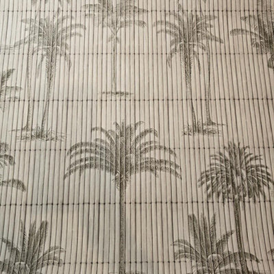 Muriva Makisu Bamboo Panel Effect Wallpaper Natural Palm Tree Textured Vinyl Beige from B&Q