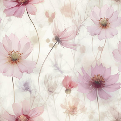Muriva Lissa Flowers Pink Wallpaper Floral Petals Glamorous Feature Wall from B&Q