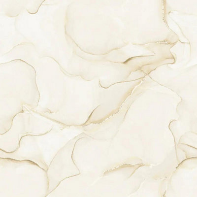 Muriva Elysian Marble Cream Wallpaper Modern Metallic Gold Effect Feature Wall from B&Q