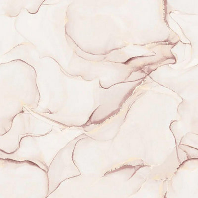 B&Q -  Elysian Marble Pink Wallpaper Modern Metallic Gold Effect Feature Wall