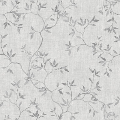 Darcy James Collection Japandi Leaf Wallpaper Grey Muriva 173571 from B&Q