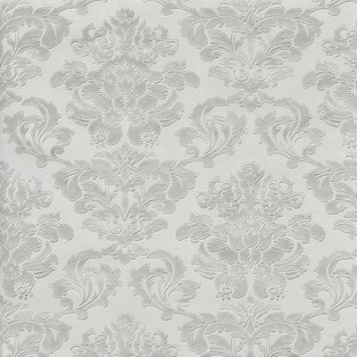 B&Q - Adira Damask Textured Wallpaper Silver / Grey  811312