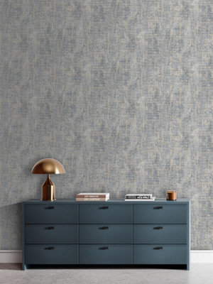 B&Q -  Etta Texture WallpaperFor Living RoomBedroomFireplaceTextured FinishGeometric PatternBlue - Image 7