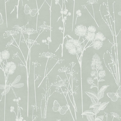 Botanical Wallpaper Sage Green World Of Wallpaper Af0039 from B&Q