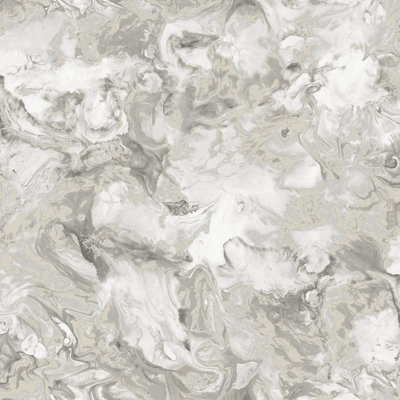 Elixir Liquid Marble Effect Wallpaper Taupe Silver Metallic Feature Wall Modern - Image 3
