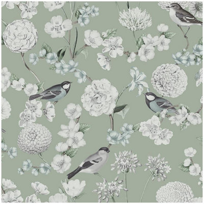 Muriva - Avery Floral Wallpaper - Green - Image 6