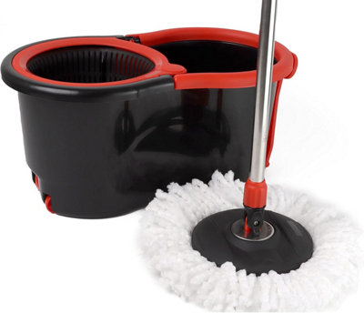 Divchi Spin Mop And Bucket Set Floor Cleaning Mopping Bucket With Water Outlet Plug Convenient Wheels & Extendable Handle from B&Q