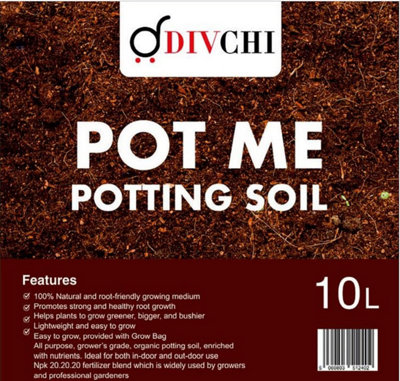 Divchi 10L All Multipurpose Compost Soil  Organic Enriched With Nutrients Rich Compost Mix For Potting  Growing Garden from B&Q
