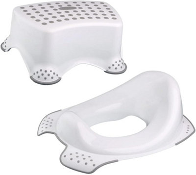 Divchi Toilet Training Kids Non Slip Up Step Stool + Toilet Training Seat Combo Unisex White For Safe Toddler Loo Potty Training from B&Q