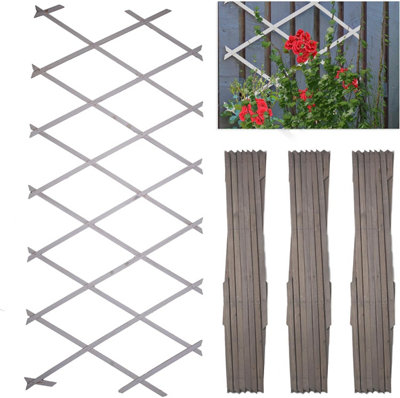 B&Q -  Wooden Trellis Expandable Garden Wall Trellis For Climbing Plants Decoration & Plants Partitioning Pack Of 3 180Cm X 60Cm
