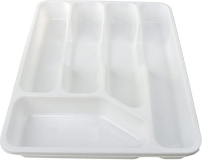 Divchi Cutlery Drawer Organiser 5 Compartment Utensil Tray For KitchenSilverware And Flatware Holder White from B&Q